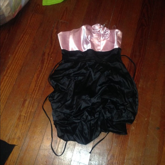 Pink and black tea length dress