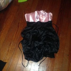 Pink and black tea length dress