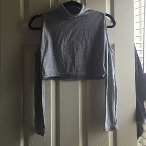 SOLD heather grey turtle neck w/cut out shoulders