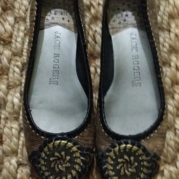 Jack Rogers black and brown leather flats