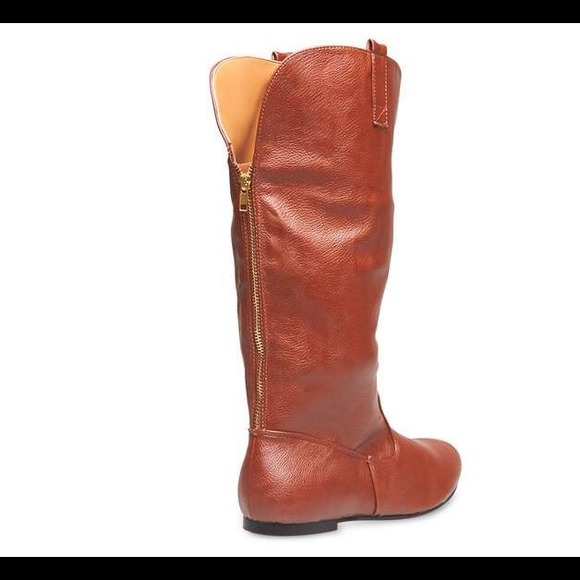 Brown leather boots