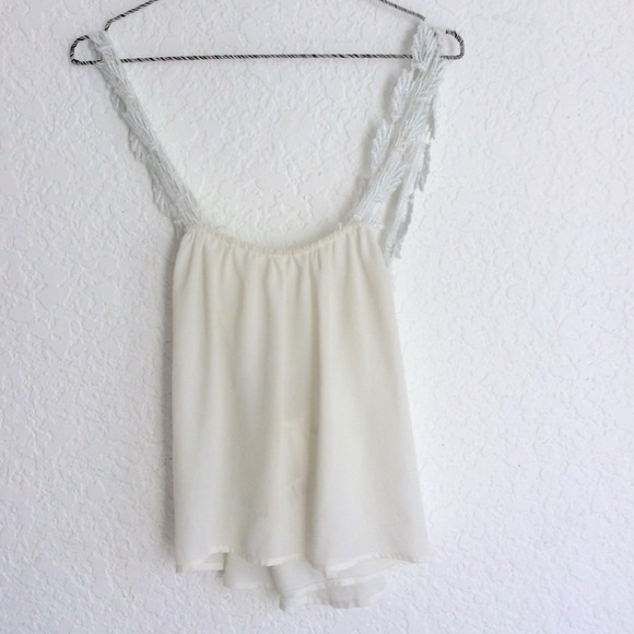 Cream lace strap top