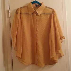 Mustard bat winged top