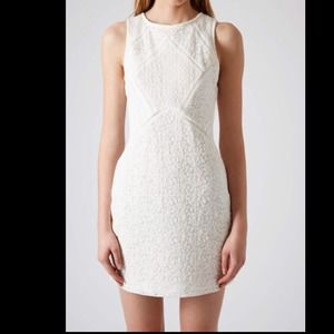 Topshop Mixed Lace Bodycon Dress White