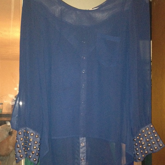 Chiffon hi low blouse studded cuffs