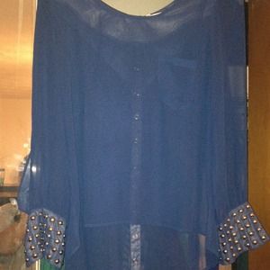 Chiffon hi low blouse studded cuffs