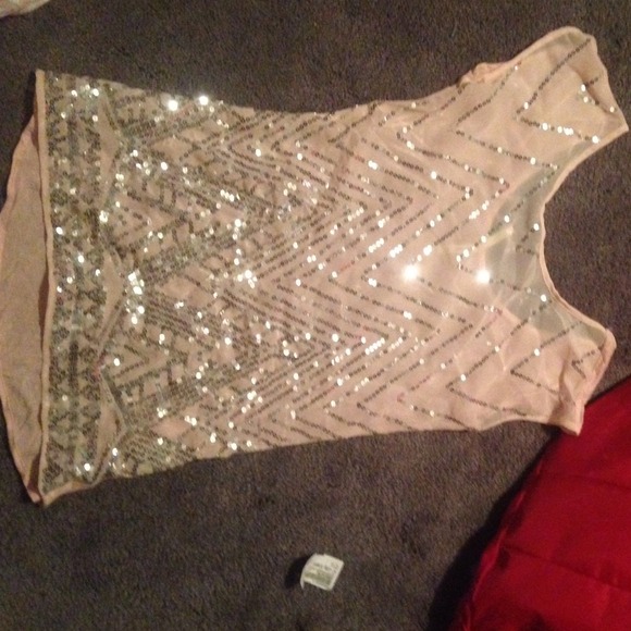 Pink sheer sequenced shirt