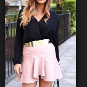 Zara Frilly Faux Leather Skirt