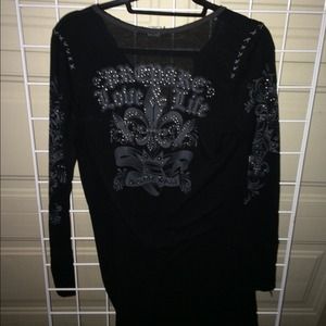 Black sweater material long sleeve top