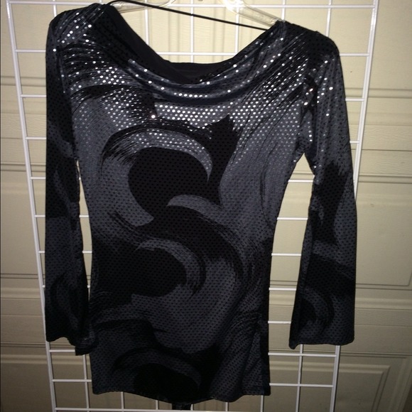 Off 1 shoulder grey & black sequin dress