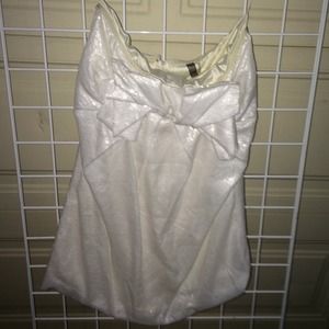 Bow shiny white balloon tube top