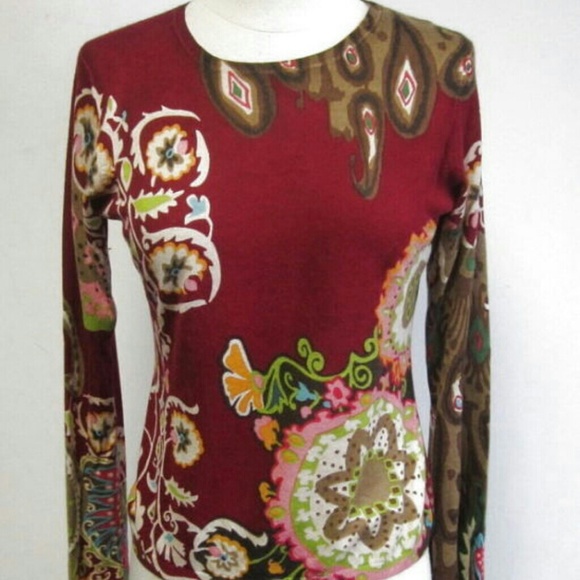 Etro red silk blend blouse