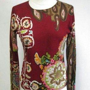 Etro red silk blend blouse