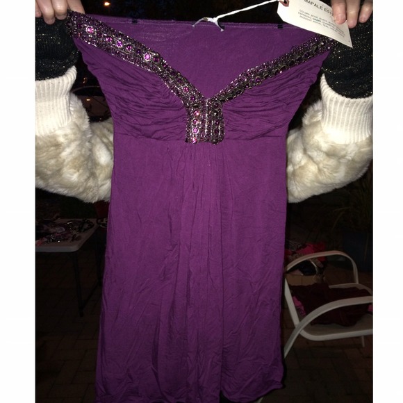 purple jeweled loose fitting tube top