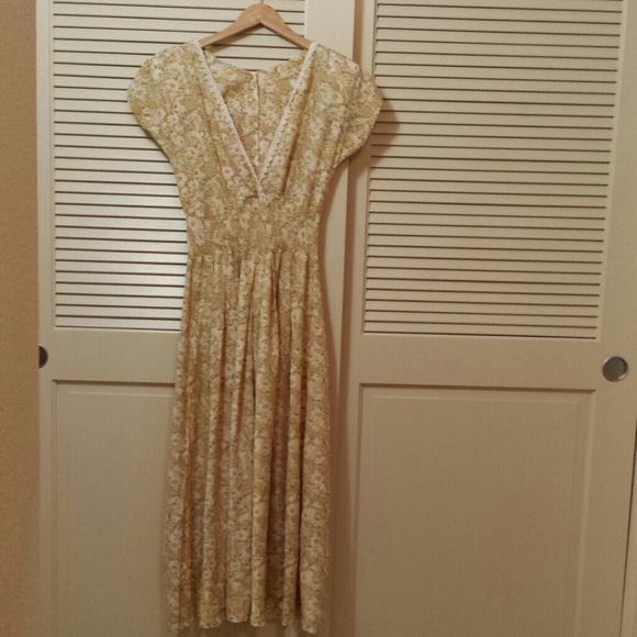 FLoral VINTAGE padded shoulder long dress
