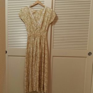 FLoral VINTAGE padded shoulder long dress