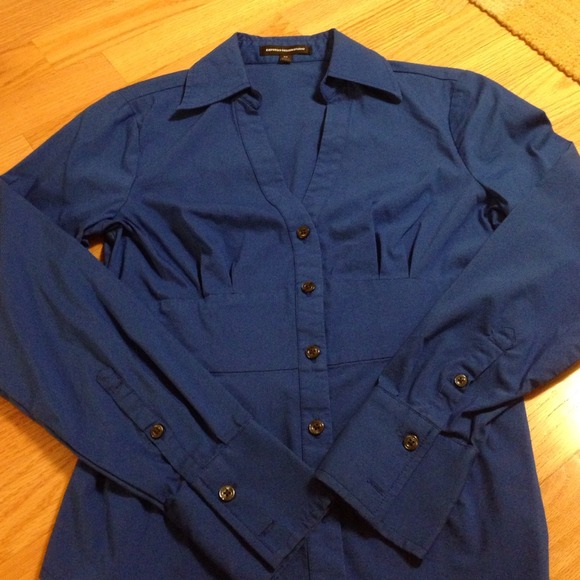 Express XS blue button down shirt - Picture 2 of 2