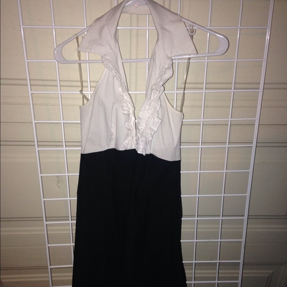 Knee length black & white halter dress
