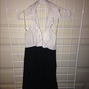 Knee length black & white halter dress