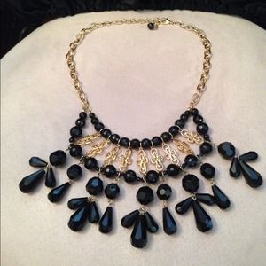Gold and black jeweled necklace
