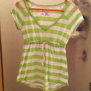 Green and white stripped top