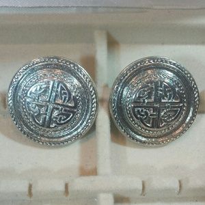 Givenchy Celtic Silver Tone Large Coin Sz Earrings