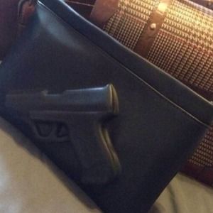 Gun imprint clutch !! SO DOPE ! NUDE/Black !!