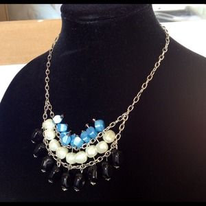 Classy black, blue, white necklace