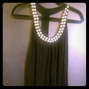 Black racer back tunic with metallic embellishment