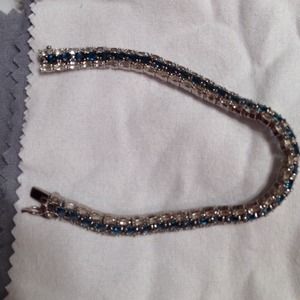 Silver channel set bracelet Swiss Blue Topaz