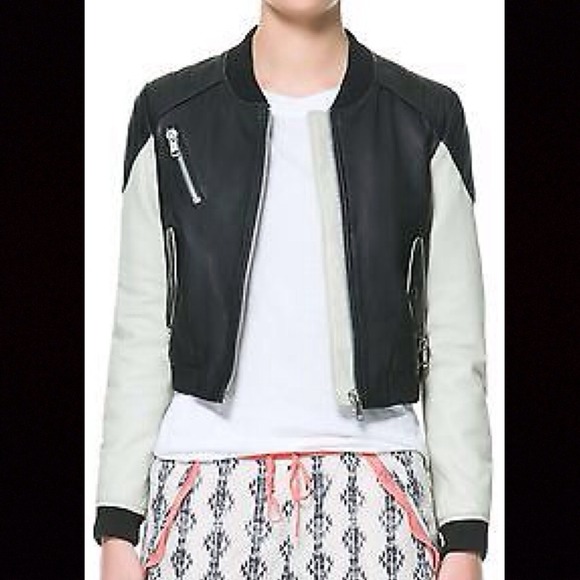 Zara Leather Bomber Jacket