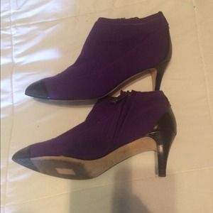 Chanel purple ankle boots cap toed.