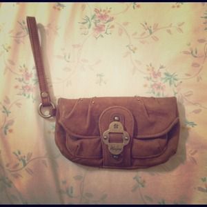 Mariposa brown faux-leather clutch