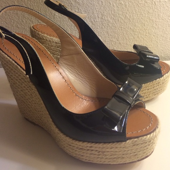 Kate Spade Black Leather Wedge - Picture 2 of 2