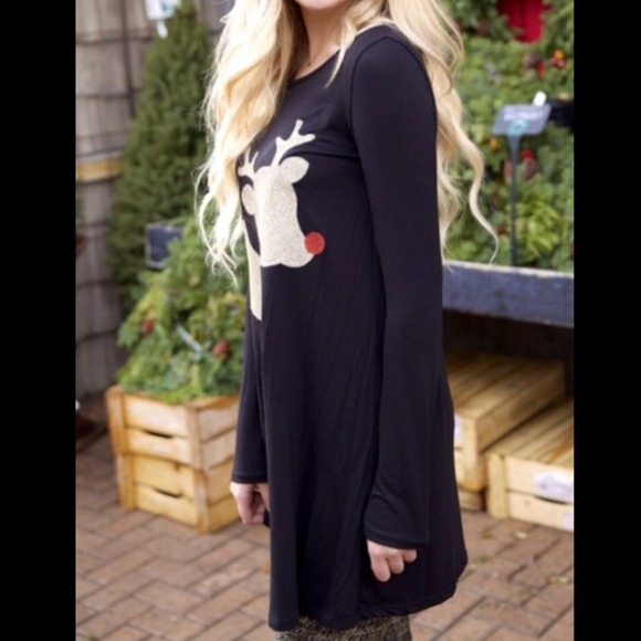 🎉SOLD OUT🎉 Reindeer Gold Glittery Tunic - Picture 4 of 4