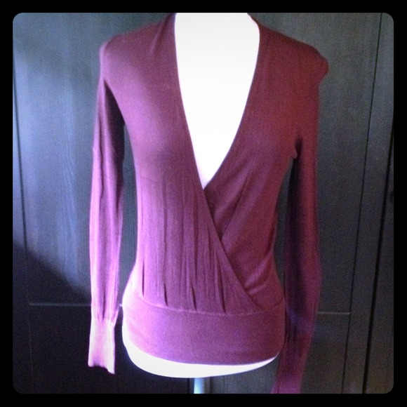 Ann Taylor Maroon wrap style sweater
