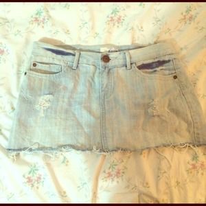 Light wash denim mini skirt