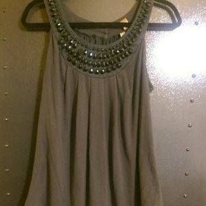 Gray tank top w/gray jewel embellishments