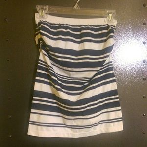 Navy blue/white striped tube top