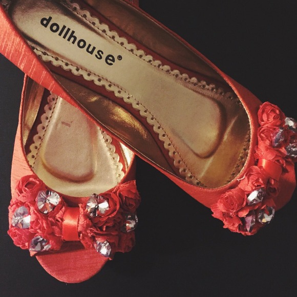 🚫sold on Tradesy🚫Orange Doll House Flats