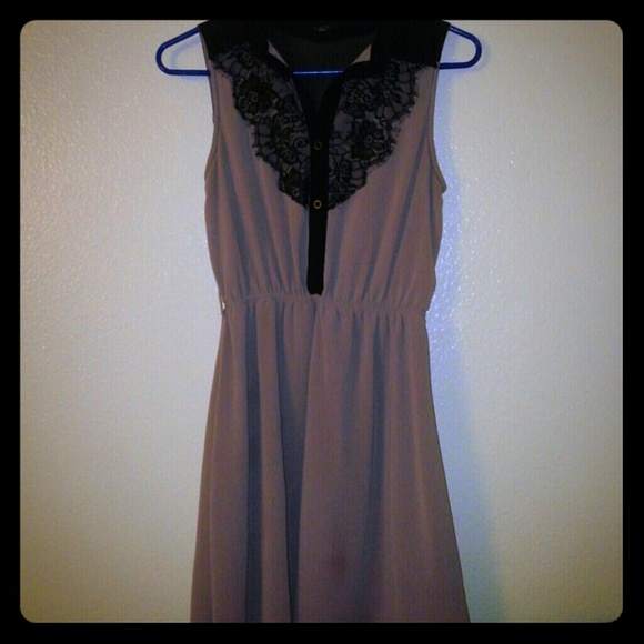 Purple and black lace a line dress