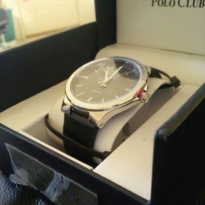 Mens elegant black leather watch