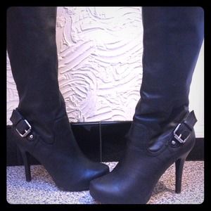 BCBG Leather Buckle Boots, Sz. 7.5