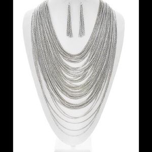 MultiLayered Chain a Necklace & Earring Set