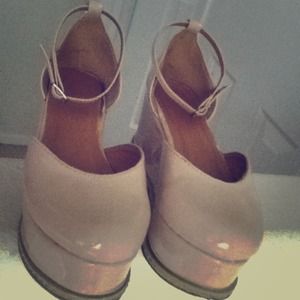 Nude Patent Ankle Strap Flatforms JC Look Alike