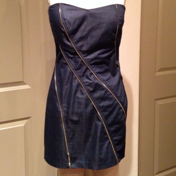 Indigo denim zipper dress