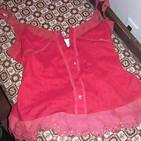 Sexy Red ruffled trimmed tank top