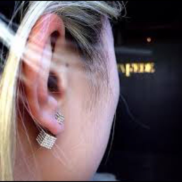 Gold Double Cubo Earrings - Picture 2 of 3