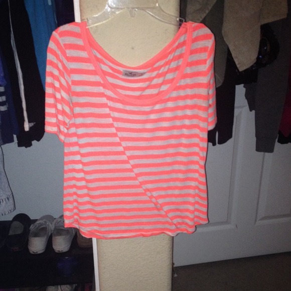 Neon orange & white striped shirt
