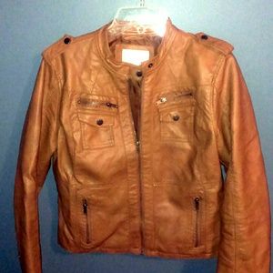Brown, leather jacket